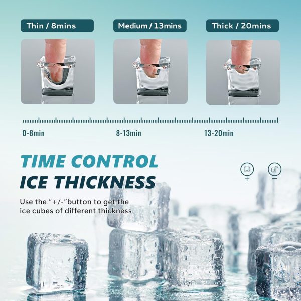 ⁦EUHOMY Ice Cube Maker Machine Countertop with External Water Tank, 34Lbs, 16Pcs Ready in 13 Mins, 2 Ways to Add Water, Auto-Cleaning, with Ice Scoop & Basket, for Home/Kitchen/Office/Bar (Black)⁩ - الصورة ⁦4⁩