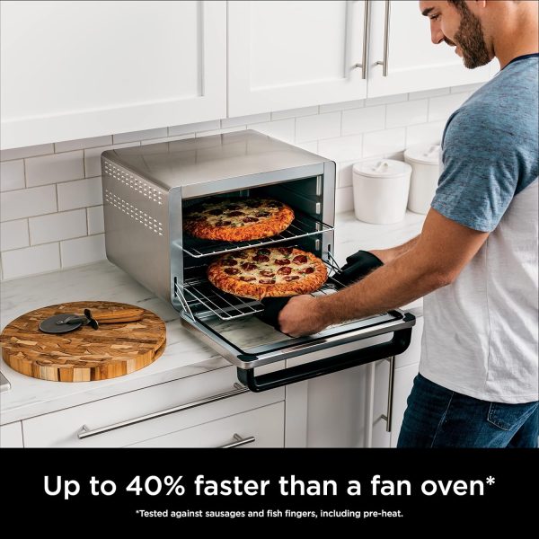 ⁦Ninja Foodi 10-in-1 Multifunction Oven, Fast Mini Oven, Countertop Oven, 10 Cooking Functions, Air Fry, Pizza, Grill, Roast, Bake, Toast, Bagel & more, Make Family-Size Meals, Silver/Black DT200UK⁩ - الصورة ⁦4⁩