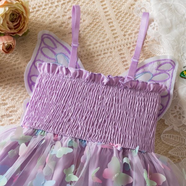 ⁦Toddler Girl Fairy Butterfly Tulle Dress with Sequins—Princess Style, Sparkly Costume for Birthday, Holiday, or Daily Wear, Suitable for Little Girls⁩ - الصورة ⁦4⁩