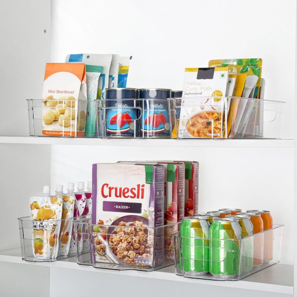 ⁦HOOJO Refrigerator Organizer Bins - 14Pieces Clear, 12.5in Long-Medium⁩ - الصورة ⁦7⁩
