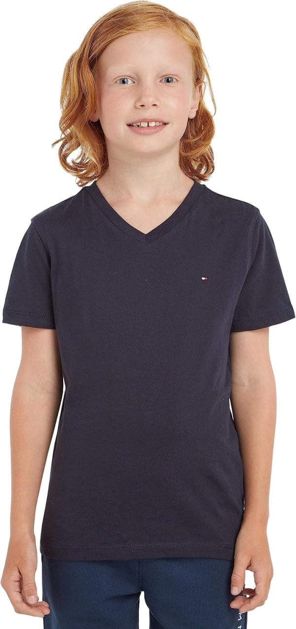 ⁦Tommy Hilfiger Boy's Basic Vn Short Sleeves S/S Knit Tops⁩ - الصورة ⁦3⁩