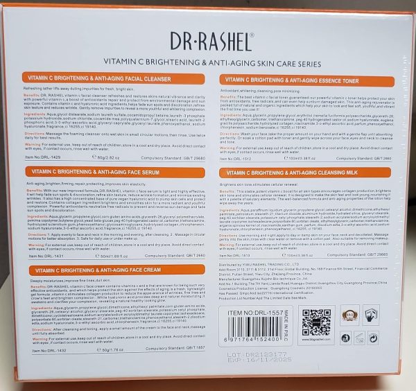 ⁦Dr Rashel Vitamin C Skin Care Series , Contains Hyaluronic Acid, Anti Aging and Collagen Essence ( Pack Of 5 Piece Set ) + 1 Pcs of Vitamin C Silk Mask⁩ - الصورة ⁦6⁩