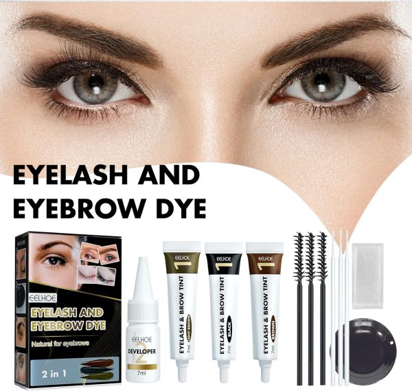 ⁦JDLYEVER Eyebrow and Eyelash Tinting Kit Long-Lasting Color Smudge-Proof and Water-Resistant Easy-to-Apply, 2 in 1 Eyelash and Eyebrow Dyeing Set Anti-Sweat and No Smudge Safe and Gentle (black)⁩ - الصورة ⁦2⁩