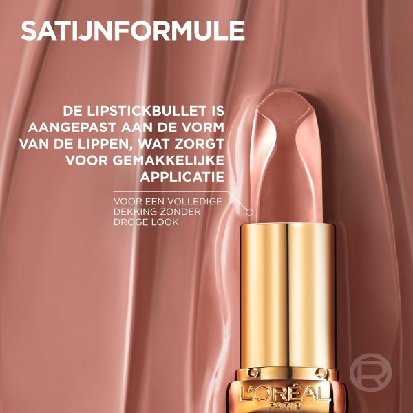 ⁦L'Oréal Paris Color Riche Satin Nude Lipstick for a Silky Finish and 12 Hours of Moisture 75% Nourishing Ingredients - 635 Worth It Medium 4g⁩ - الصورة ⁦5⁩
