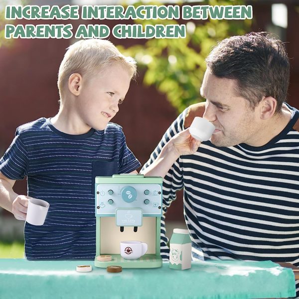 ⁦Soofam Wooden Coffee Maker Set Toy for Kids, Play Kitchen Accessories, Encourages Imaginative Play, Upgraded Toy Coffee Set for Kids-Fun and Colorful for Girls and Boys⁩ - الصورة ⁦6⁩