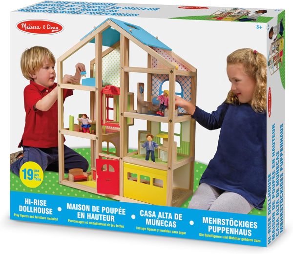 ⁦Melissa & Doug 12462 Wooden Hi-Rise Dollhouse | Dollhouses & Dolls | Pretent Play | 3+ | Gift for Boy or Girl, 63.5 cm*14.478 cm*63.5 cm⁩ - الصورة ⁦6⁩