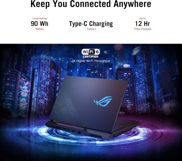 ⁦ASUS ROG Strix Scar 15 Gaming Laptop, 15.6" 300Hz IPS Type FHD Display, NVIDIA GeForce RTX 3080, AMD Ryzen 9 5900HX, 16GB DDR4, 1TB SSD, Opti-Mechanical Per-Key RGB Keyboard, Windows 11, G533QS-DS94⁩ - الصورة ⁦5⁩