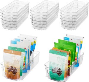 HOOJO Refrigerator Organizer Bins - 14Pieces Clear, 12.5in Long-Medium