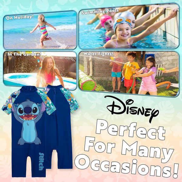 ⁦Disney Stitch Single Piece Swimsuit for Girls with Short Sleeves - Gift⁩ - الصورة ⁦4⁩
