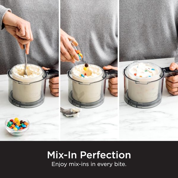 ⁦Ninja NC301 CREAMi Ice Cream Maker, for Gelato, Mix-ins, Milkshakes, Sorbet, Smoothie Bowls & More, 7 One-Touch Programs, with (2) Pint Containers & Lids, Compact Size, Perfect for Kids, Silver⁩ - الصورة ⁦8⁩