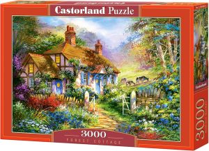 Castorland 3000 Piece Jigsaw Puzzles, Forest Cottage, Charming Nook, Pond, Countryside, Adult Puzzles, C-300402-2, Small