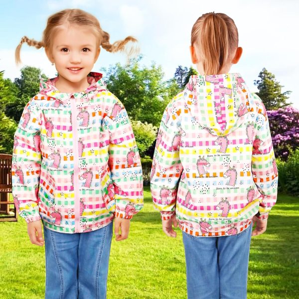 ⁦Baogaier Jacket Girls Hooded Outwear Windproof Toddler Long Sleeve Coat Kids Sunscreen Clothes Girl Outfits Zip Up Lightweight Soft Thin Age 2-7 Years⁩ - الصورة ⁦3⁩