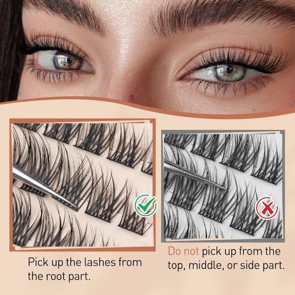 ⁦TOOCHUNAG Natural Lash Clusters 180pcs Individual Eyelashes Wispy Cluster Lashes 7-15mm C Curl Eyelash Clusters Left&Right DIY Individual Lashes Extension⁩ - الصورة ⁦4⁩