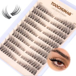 TOOCHUNAG Natural Lash Clusters 180pcs Individual Eyelashes Wispy Cluster Lashes 7-15mm C Curl Eyelash Clusters Left&Right DIY Individual Lashes Extension