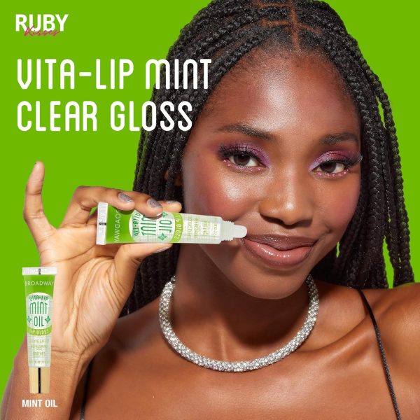 ⁦Ruby Kisses Broadway Vita-Lip Clear Lip Gloss (10 Pack), Ultra-Hydrating & Soothing Formula with Vitamins, High-Shine Non-Sticky Finish Lip Balm with Mint, Rosehip, Coconut, Mango, Argan, Honey, Shea⁩ - الصورة ⁦7⁩