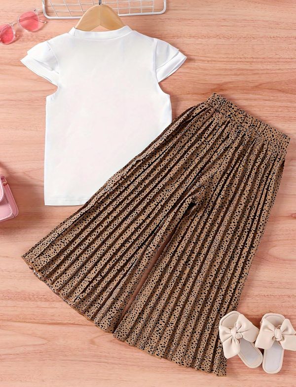 ⁦SEAUR Girls 2 Piece Outfits Kids Clothes Cute Cool Children Crop Tops Pants Summer Clothing Sets 3-14 Yeras⁩ - الصورة ⁦2⁩