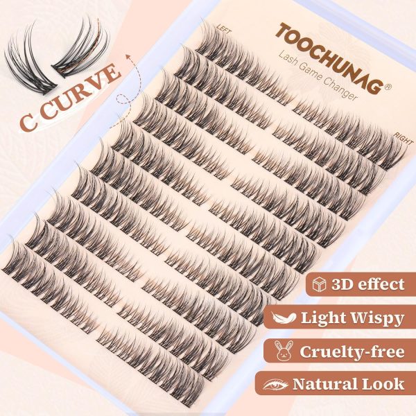 ⁦TOOCHUNAG Natural Lash Clusters 180pcs Individual Eyelashes Wispy Cluster Lashes 7-15mm C Curl Eyelash Clusters Left&Right DIY Individual Lashes Extension⁩ - الصورة ⁦3⁩