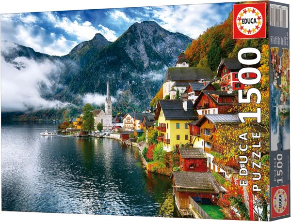 ⁦Educa - Hallstatt, Austria - 1500 Piece Jigsaw Puzzle - Puzzle Glue Included - Completed Image Measures 33.46" x 23.6" - Ages 14+ (19939)⁩ - الصورة ⁦6⁩