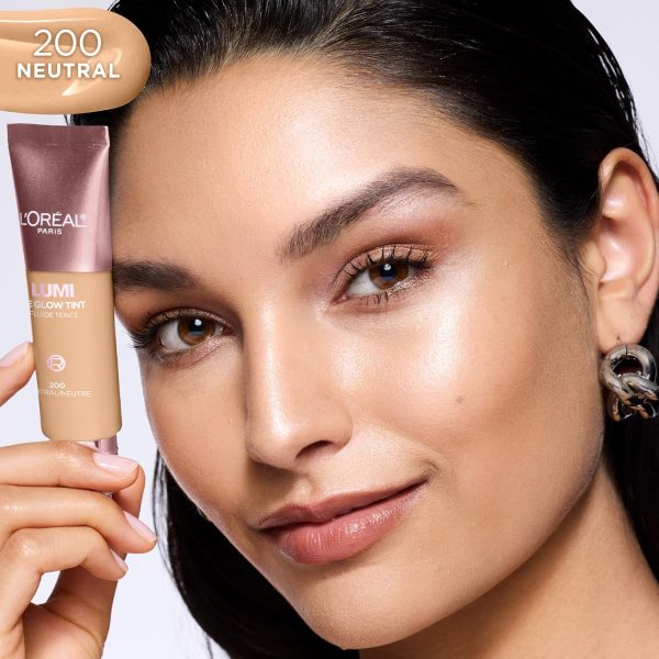 ⁦L’Oréal Paris Lumi Le Glow Skin Tint, Lightweight Water-Based Tinted Serum with Foundation-Like Coverage, Glow Illuminator, Neutral 200, 0.85 Fl Oz⁩ - الصورة ⁦4⁩