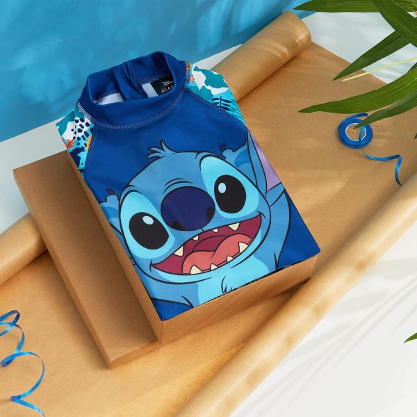 ⁦Disney Stitch Single Piece Swimsuit for Girls with Short Sleeves - Gift⁩ - الصورة ⁦2⁩