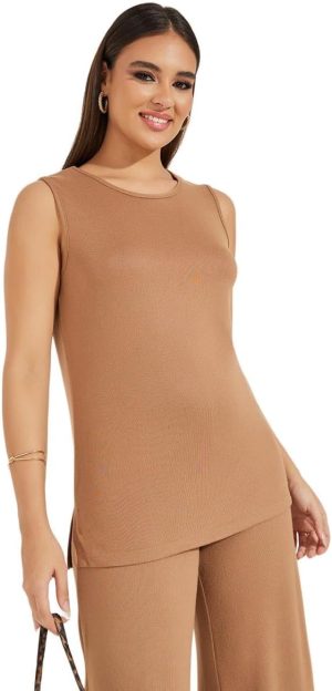 STYLI Women Solid Round Neck Sleeveless Knit Top