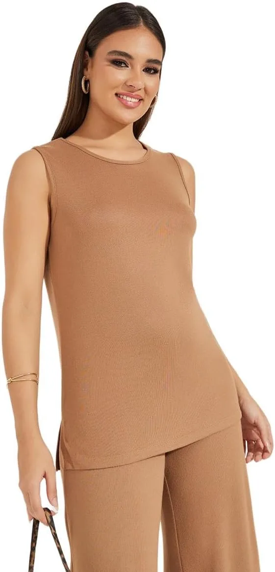 STYLI Women Solid Round Neck Sleeveless Knit Top jpg