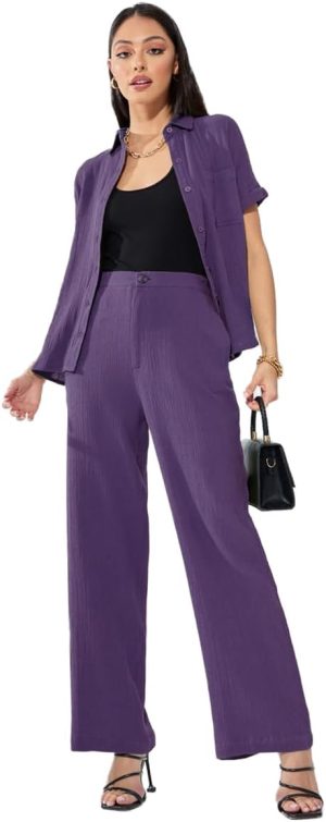 Styli Women Cotton Gauze Textured Extended Shoulder Shirt