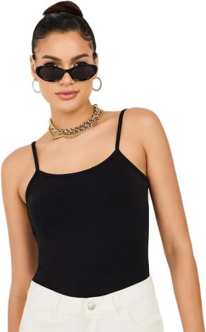 Styli Women Fitted Solid Scoop Neck Strappy Tank