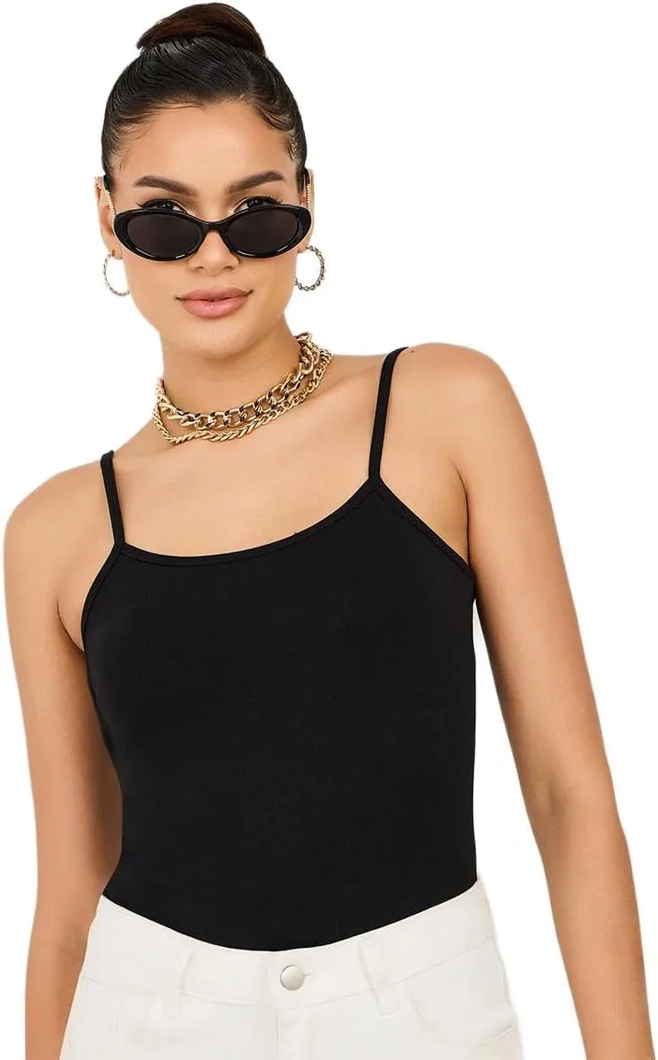 Styli Women Fitted Solid Scoop Neck Strappy Tank jpg