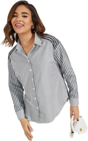 Styli Women Oversized Longline Striped Shirt With Dropped Shoulder