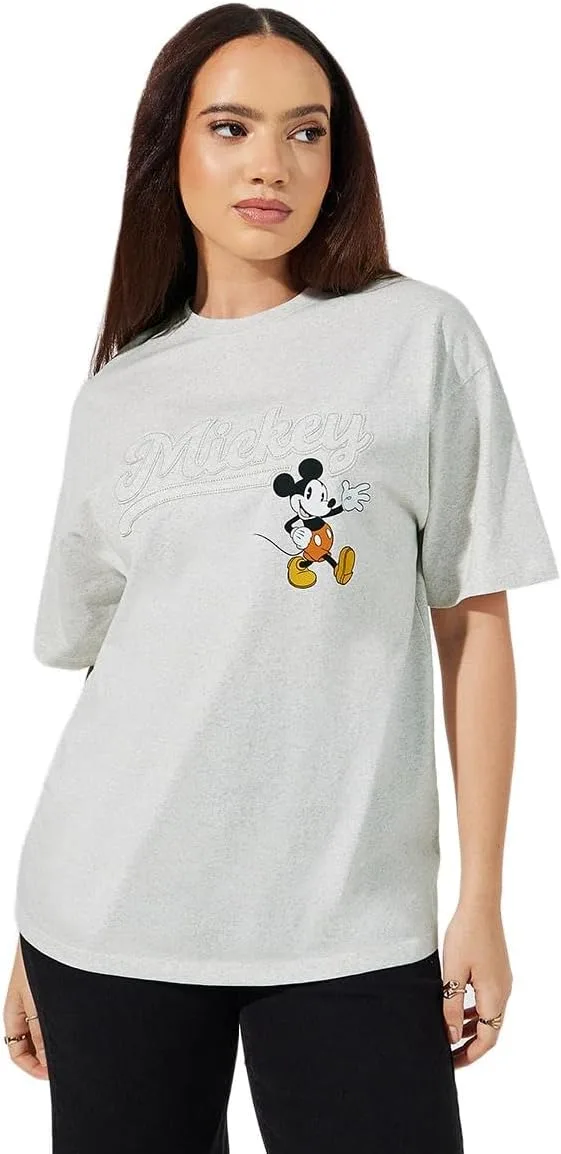 Styli Womene Mickey Mouse Graphic Print Oversized T Shirt jpg