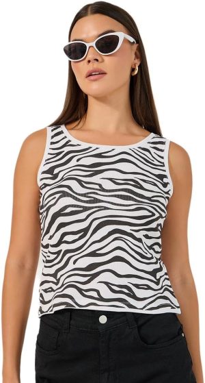 Styli Women's Animal Printed Sleeveless Cropped Tank Top