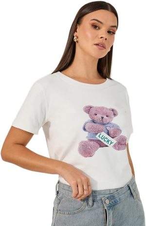 Styli Women's Short Sleeve Graphic Printed T-Shirt
