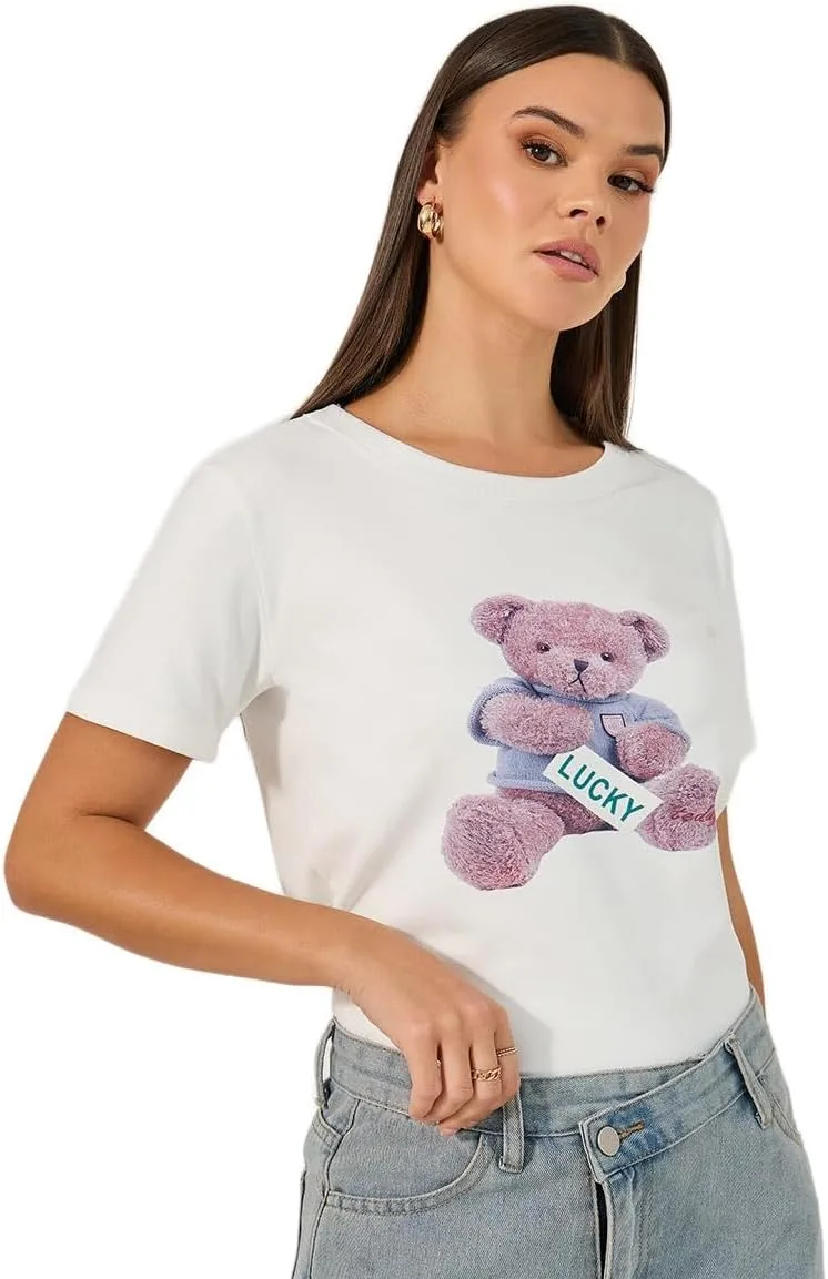 Styli Womens Short Sleeve Graphic Printed T Shirt jpg