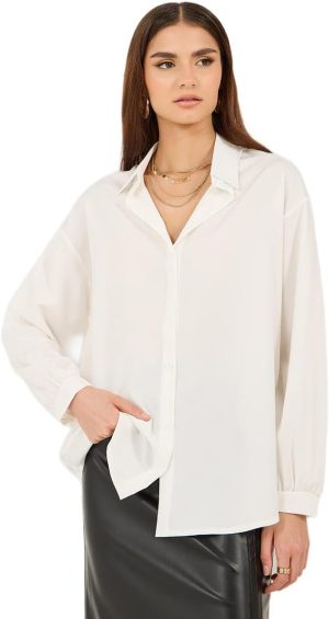 Styli Women's Solid Long Sleeve Loose Fit Shirt