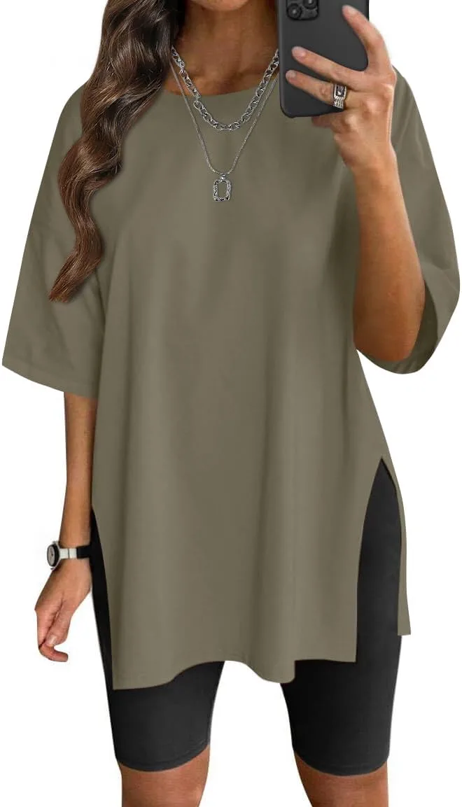 VNIRA Womens Summer Casual Short Sleeve Oversize Workout T Shirt Tee jpg