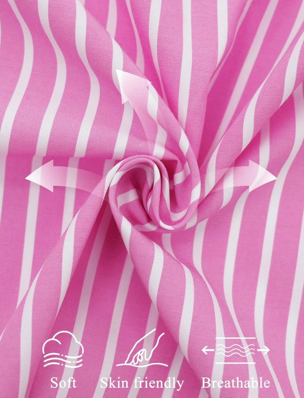 ⁦SEAUR Striped Button Down Shirts for Women Long Sleeve Casual Cotton Blouse Stylish V Neck Office Work Tops⁩ - الصورة ⁦5⁩