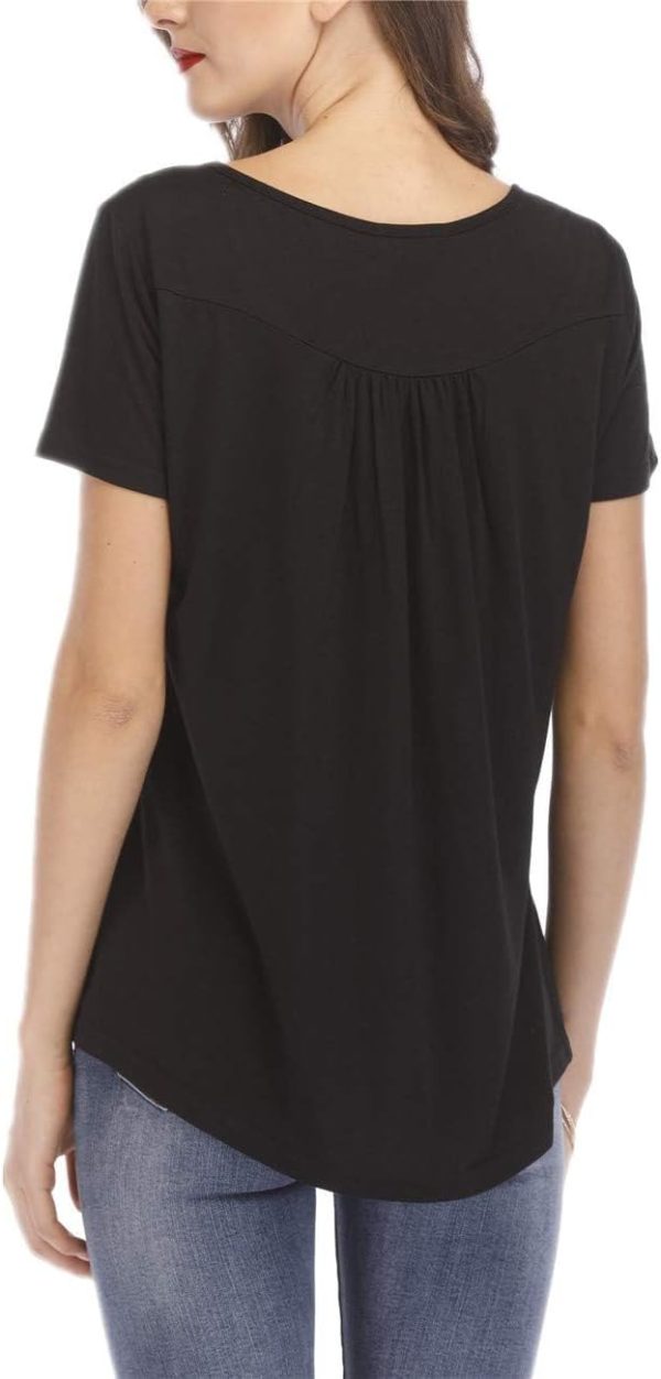 ⁦Womens Tops Floral V Neck Casual Blouses Short/Long Sleeve Shirts Button Up Tunic⁩ - الصورة ⁦5⁩