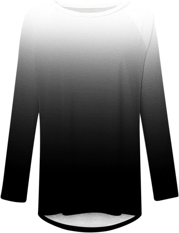 ⁦Tunic Tops for Women Loose Fit Dressy Crew Neck Blouses Tie Dye Print Fall Long Sleeve Shirts to Wear with Leggings⁩ - الصورة ⁦3⁩