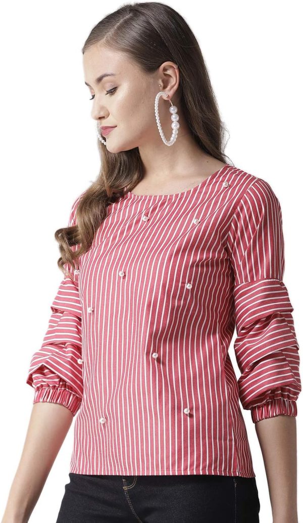 ⁦Krave Women's Striped Regular Top⁩ - الصورة ⁦3⁩