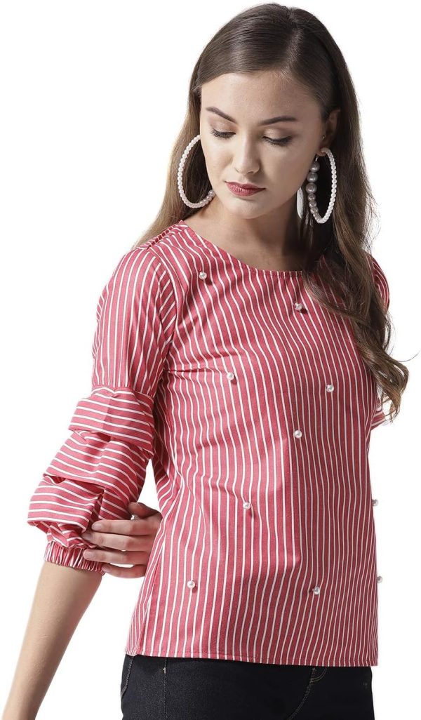 ⁦Krave Women's Striped Regular Top⁩ - الصورة ⁦6⁩