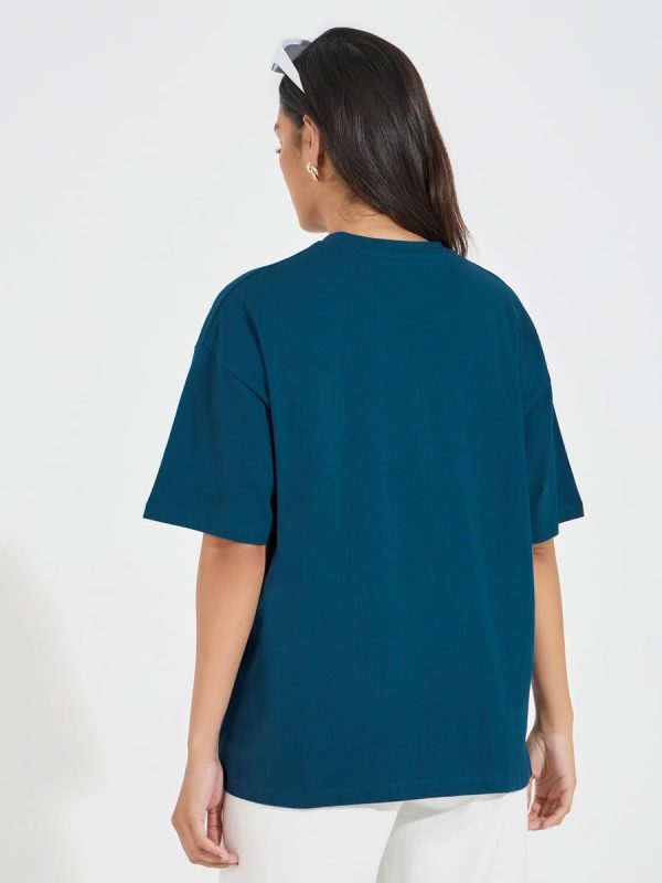 ⁦Styli Womene Cotton Jersey Embroidered Pocket Detail T-Shirt⁩ - الصورة ⁦5⁩