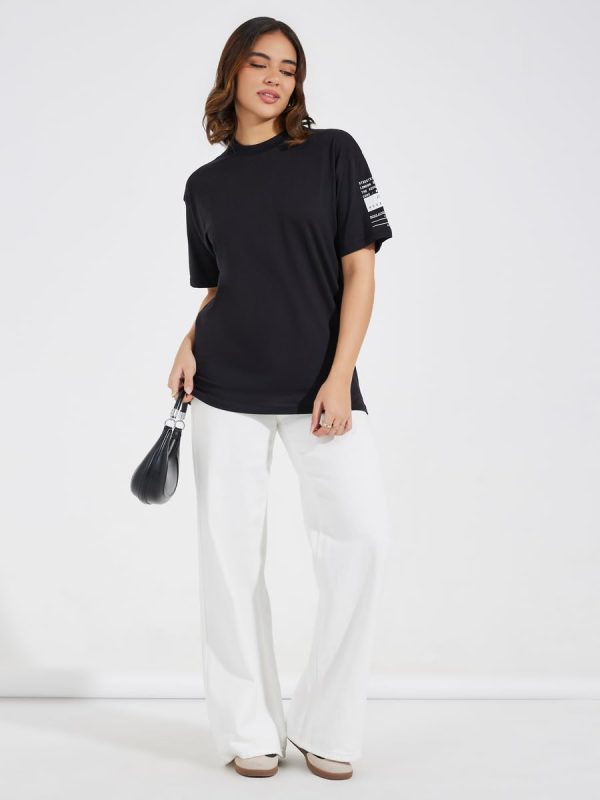 ⁦Styli Womene Cotton Jersey Regular Fit Printed T-Shirt⁩ - الصورة ⁦3⁩