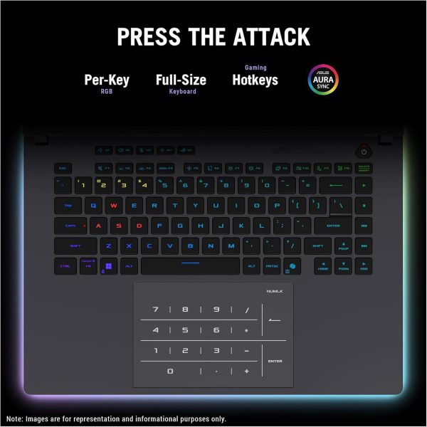 ⁦ASUS ROG Strix G16 Gaming Laptop, Intel Ultra 9-275HX, 64 GB DDR5 RAM, 2 TB PCIe SSD, 16" 2.5K (2560x1600) Display, Nvidia G-Force RTX 5080, RGB Backlit Chiclet Keyboard, W11 Pro, Eclipse Gray⁩ - الصورة ⁦2⁩