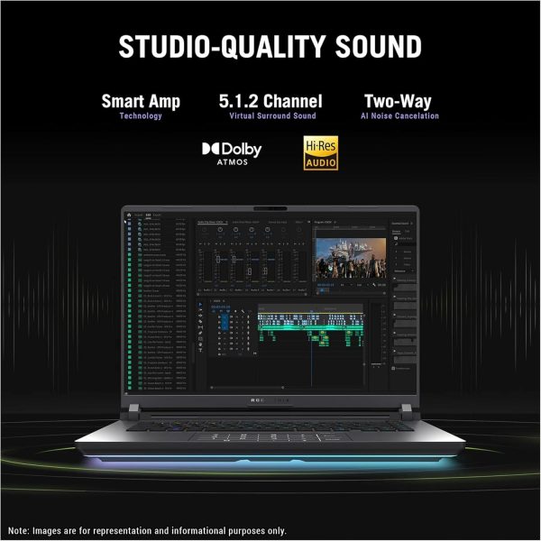 ⁦ASUS ROG Strix G16 Gaming Laptop, Intel Ultra 9-275HX, 64 GB DDR5 RAM, 2 TB PCIe SSD, 16" 2.5K (2560x1600) Display, Nvidia G-Force RTX 5080, RGB Backlit Chiclet Keyboard, W11 Pro, Eclipse Gray⁩ - الصورة ⁦3⁩