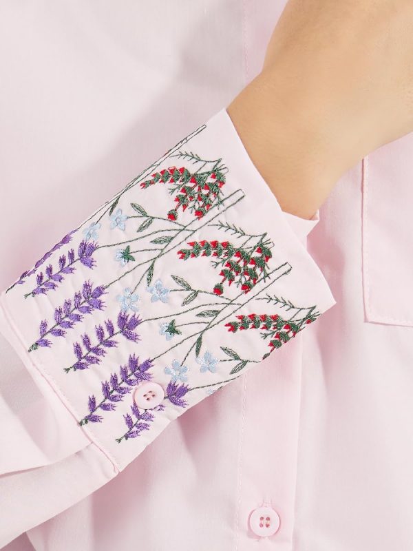 ⁦Styli Women 7008698647 Embroidery Detail Cuffed Long Sleeve Shirt⁩ - الصورة ⁦4⁩