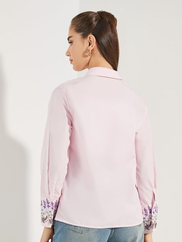 ⁦Styli Women 7008698647 Embroidery Detail Cuffed Long Sleeve Shirt⁩ - الصورة ⁦5⁩