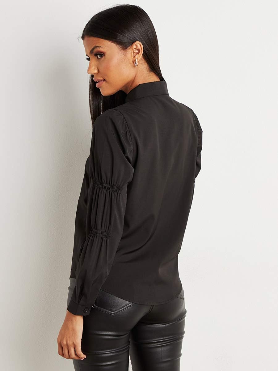 Button Through Puff Sleeves Shirt For Women Black Closet by Styli 3 Button Through Puff Sleeves Shirt For Women Black Closet by Styli - الصورة 3