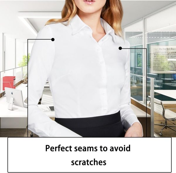 ⁦JiaYouLC Women's Long Sleeve Blouses & Shirts Stretch Formal Button Down T Shirts Executive Office Business Casual Tops for Ladies⁩ - الصورة ⁦3⁩