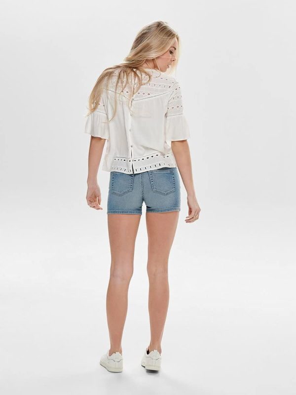 ⁦Only Women's Onlirina Emb Anglaise Dnm Top Noos Blouse⁩ - الصورة ⁦4⁩